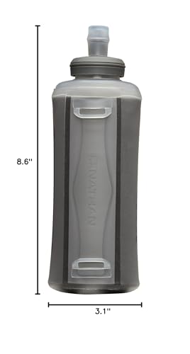 Nathan Handheld Soft Flask 18oz - Exo-Draw Insulated Collapsible Bottle - Grip-Free Strap & Rigid ExoSpine for Comfort/Support - Breathable Mesh Strap - Ideal Running/Hiking, Pinnacle, Black - color: Black, style: 18oz Insulated