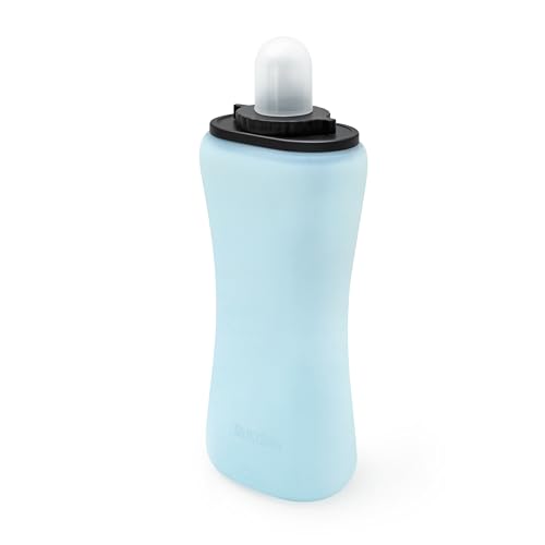 Handheld Running Water Bottle, Collapsible Silicone Foldable 350mL - color: Translucent Blue