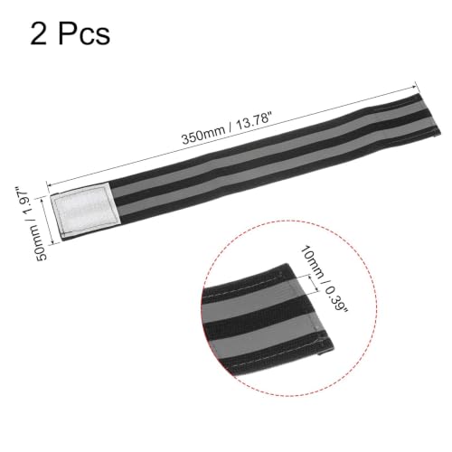 2 PCS Ultra-Reflective Arm Bands Leg Straps for Cycling Adjustable Elastic Safety Wristband for Running Jogging Motorcycle Night Visibility Gear Unisex Black - color: Black