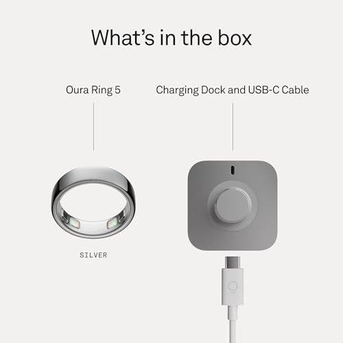 Oura Ring 5 Smart Ring - Silver - Size 8 - Fitness & Sleep Tracker - color: Silver, size: 8, style: Ring