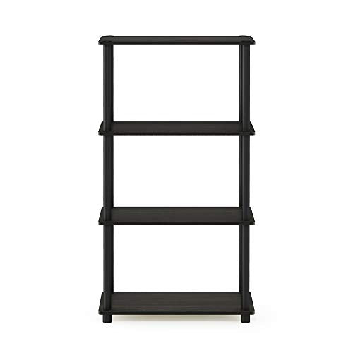 Furinno Turn-N-Tube Toolless 4-Tier Storage Shelves, Espresso - color: Espresso/Black, size: 4-Tier Round Tube