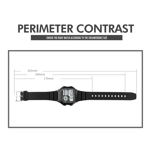 PASOY Men's Digital Sport Watch Waterproof Dual Time Stopwatch Countdown - color: Rubber/Black
