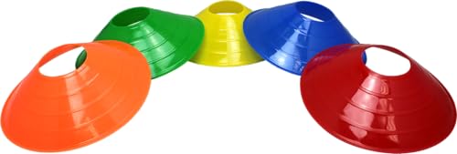 BlueDot Trading Sport Disc Cones High Visibility for Agility Training, Soccer, Football, Field Cone Markers for Adults or Kids, (30-Pack), Yellow with Holder