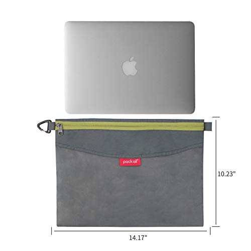 pack all Water-Resistant Zipper Pouch, Mesh Zipper Bag, 14.17"x10.23" - color: Grey, size: Large