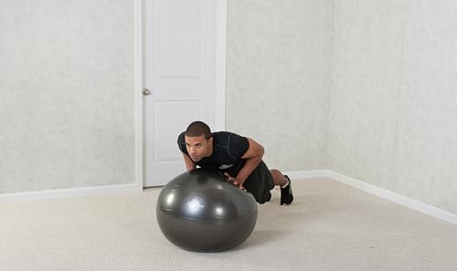 Black Mountain Products Professional Grade Exercise Stability Yoga Ball, Foot Pump, Ball Plug, Plug Puller, 2000 Pounds Static Weight Capacity Antiburst - color: Black, size: 75 cm