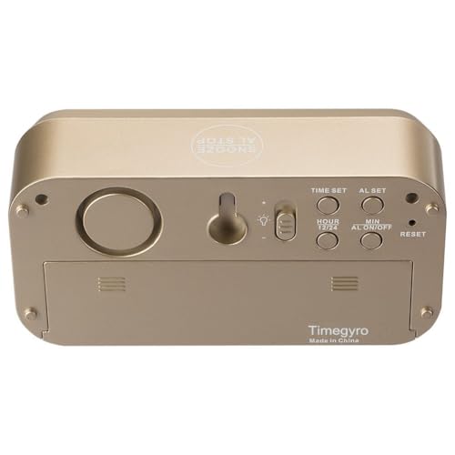 Alarm Clock for Bedrooms, LED Digital Clock Battery Operated Small Wall Clock with 3 Level Brightness Adjustable,Snooze,12/24Hr,1.2" Digital Display for Desk, Bebside,Table, Travel - color: Golden