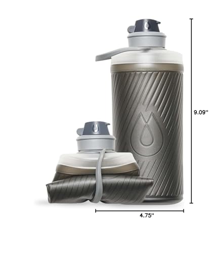 HydraPak Flux Collapsible Backpacking Water Bottle (1L, Mammoth Grey) - color: Mammoth Grey, style: 1L/32oz