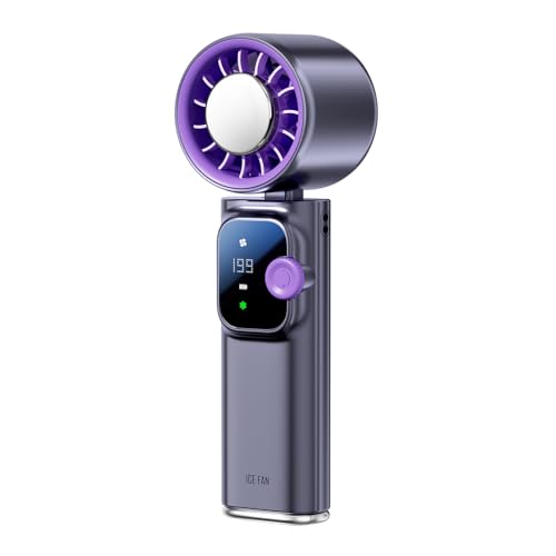Portable Handheld Fan, Ice Cooling Personal Fan,Rechargeable Mini Fan(Grey) - color: Grey