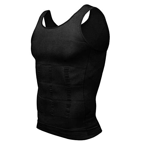 Odoland Men Compression Shirt 3 Pack Body Shaper Vest Tank Top - color: Black/Black/Black, size: XX-Large