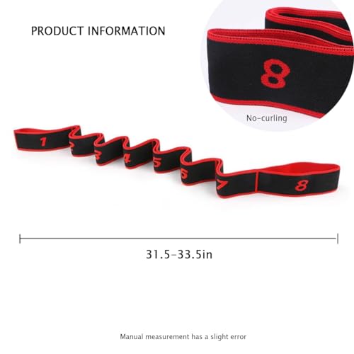 Number Stretch Resistance Band with Clear Markings Stretch Strap Fitness Resistance Band for Stretching and Yoga Elastic Exercise Band with Loops,Elastic Training Bands for Flexibility - size: about 31.5~33.5IN