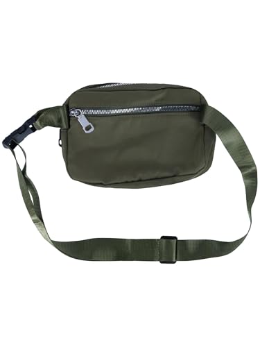 CTM Nylon Rectangle Belt Bag, Olive - color: Olive