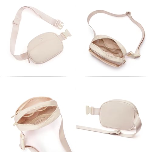 WESTBRONCO Fanny Packs for Women Men, Small Belt Bag Nylon, Lightweight Fashion Waist Packs, Mini Crossbody Bags with Adjustable Strap for Workout Running Traveling(Beige) - color: Beige-302