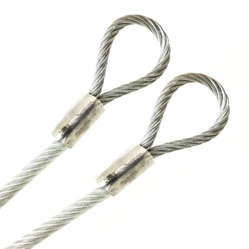 2ft Made to Order in USA Tether Cable with Two End Loops Galvanized Steel Wire Rope 1/16" Vinyl Coated to 1/8", Aluminum Sleeves (2 feet, Clear) - color: Clear, size: 2ft