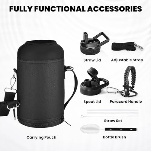 RAYMYLO Insulated Water Bottle 64 oz, Triple Wall Vacuum Stainless Steel - color: Dark Gray, size: 64 Ounces