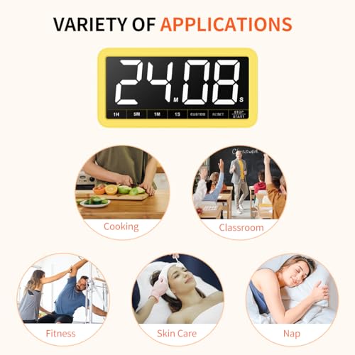 VOCOO Large 7.8" Digital Timer, Magnetic LED Timer for Kitchen & Classroom - color: Yellow