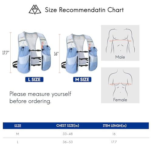 Haimont 5L Trail Running Hydration Vest with Soft Flasks - color: Light Blue, size: Medium