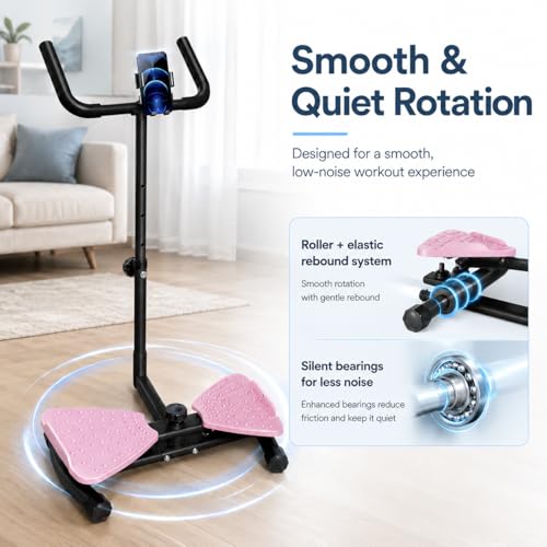 Waist Twisting Machine with Handlebar and Phone Holder, Ab Twister Board with Resistance Bands, 330 lbs Capacity Waist Twister for Women, AB Twister Home Gym Exercise Equipment for Slim Waist, Core Ab Exercise