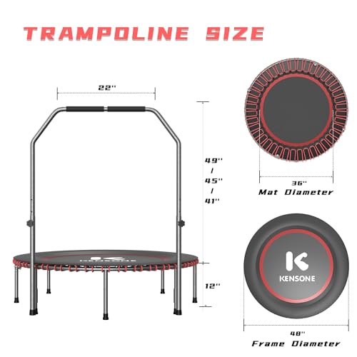 K KENSONE 40"/48" Foldable Bungee Rebounder Trampoline for Adults with Bar - size: 48 inch, style: U-Bar