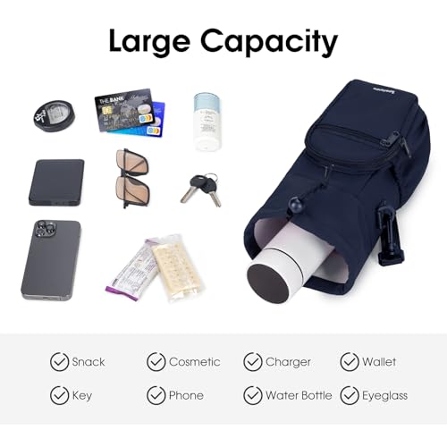 sportsnew 40oz Crossbody Water Bottle Bag for Gym Hiking - color: Navy Blue