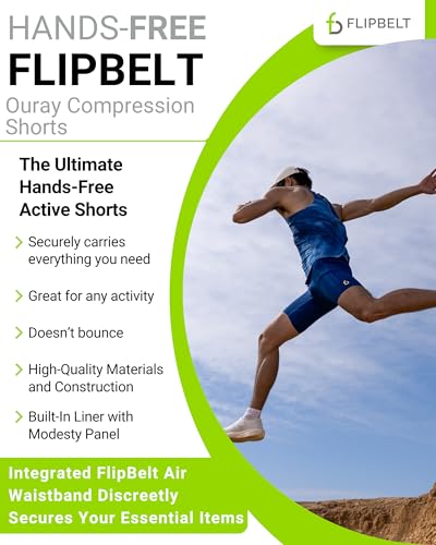 FlipBelt Men's Running Compression Shorts with Built-in Phone Pockets - color: Ouray Glacier Blue, size: Small