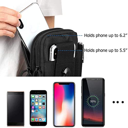 Belt Pouch, Tactical Molle Phone Pouch EDC Utility Pouches Waist Bag Packs, Small Cell Phone Holster Gear Tool Gadget Pocket for Men Running - color: Strap Green