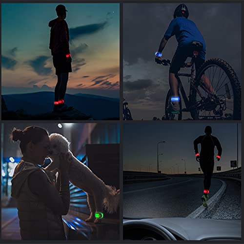 Simket LED Armband Rechargeable for Running(2 Pack), Running Lights for Runners, Running Lights, High Visibility Reflective Running Gear Adjustable Light Up Arm Bands for Men Women Kids - color: red