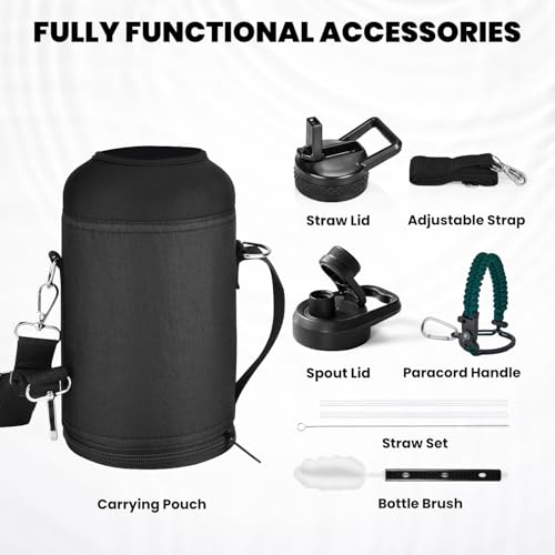 RAYMYLO Insulated Water Bottle 64 oz, Triple Wall Vacuum Stainless Steel - color: Dark Green, size: 64 Ounces