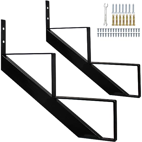 Steel Stair Risers 2 Step, Metal Stair Stringers for Deck Height 19.5 inches, Steel Stair Step Riser for Outside Stairs (2Pack) - size: 2 Step