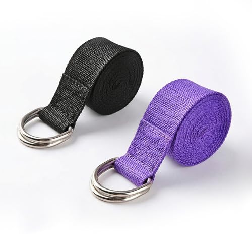 Stretching Strap Yoga Strap Physical Therapy for Home Workout, Exercise, Pilates and Gymnastics, 72 inches,Non-Elastic Stretch Bands for Women & Men - color: Purple