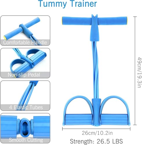 21 Fitness Resistance Bands-4 Tube Pedal Ankle Puller - 2023 New Sit up Leg Stretch Rope Exercise Bands with Handles, Stretching Workout Fitness Bands for Arm Weights Exercise Equipment - color: Yellow