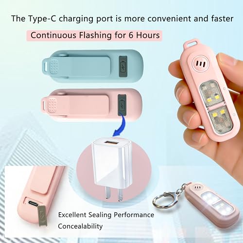 130DB Rechargeable Personal Alarm | One-Button Alarm | 4 Flash Light Modes | Equipped with a Back Clip | Free Keychain Included | Ideal for Women, Kids and the Elderl(White) - color: White