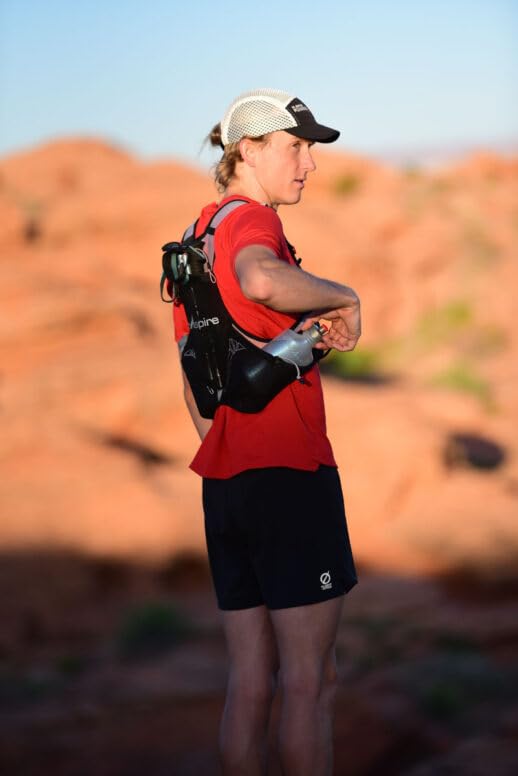 Ultraspire Momentum Running Race Vest - color: 2.0 Black/Red w/ 2 x ULTRAFLASK 550, size: Small (26"-35")