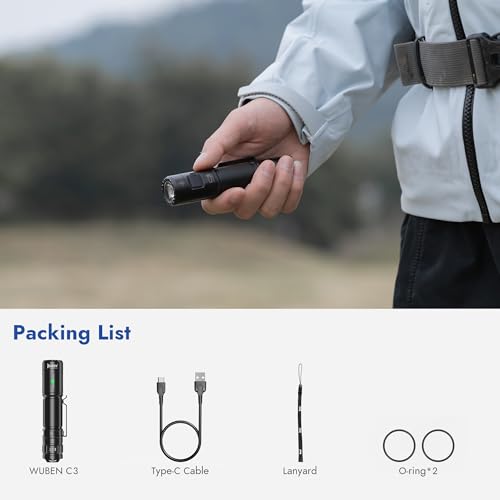 WUBEN C3 Flashlight 1200 High Lumens 6 Modes Rechargeable Flashlights - color: C3