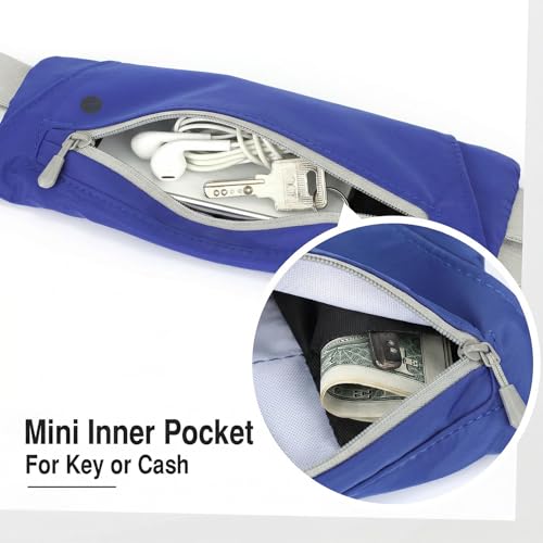 WHIPPY Slim Running Belt Fanny Pack for Women Men Elastic Runners Belt Waist Pouch Chest Bag Phone Holder Waist Pack for Running Hiking - color: 8-Dark Blue