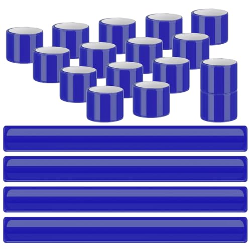 20 Pcs Reflector Snap Bands Fluorescent Slap Armbands - color: Blue