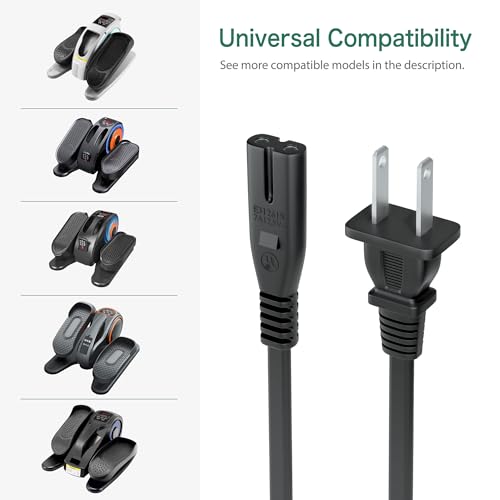 AC Power Cord Compatible with ANCHEER Under Desk Elliptical Machine, Leg Exercise Pro Machine Pedal Exerciser