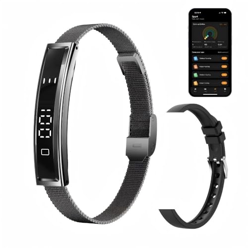 Health Smart Bracelet,Fitness Tracker with Heart Rate, Sleep Monitoring, Blood Oxygen, Step Counting for iOS and Android, No Subscription Fee, Waterproof(Black)