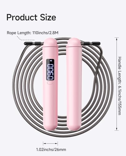 ACHDOFITS Jump Rope with Smart Counter for Adults - color: Pink
