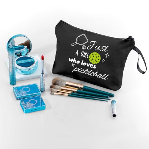 Pickleball Gifts for Women Teen Girl Daughter, Black Cosmetic Makeup Bag - color: pickleball53-black