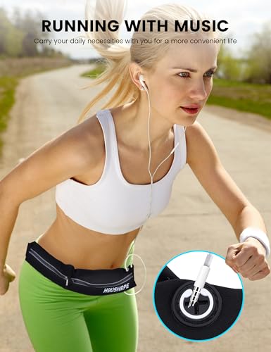 Slim Running Belt Fanny Pack, Reflective Runner Pouch Belt, Waist Pack Bag for Men & Women, Sport, Outdoors, Workout, Running, Fitness, Phone Holder, Cycling, Hiking