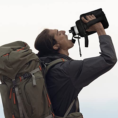 NATURE PIONEOR 64 oz Insulated Water Bottle with Carrier Bag & 3 Lids - color: Ash Grey, size: 64 Ounces