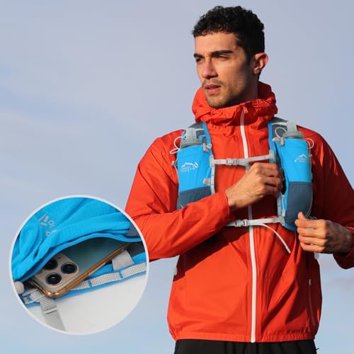 IX INOXTO Running Vest for Women Men, Adjustable Chest Straps Running Hydration Vest with 500ml Soft Flask, Lightweight Breathable Reflective Hydration Backpack for Hiking - color: blue with 500ml