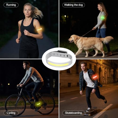6 Pack Running Lights, Waterproof Sweatproof Wrist Light, 6 Modes, USB-C
