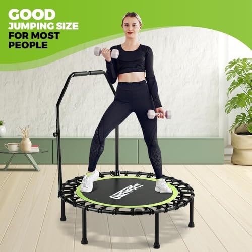ONETWOFIT Foldable Mini Bungee Rebounder Trampoline for Adults with Handle - size: 40inch