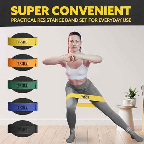 Fabric Resistance Bands for Working Out, 5-Band Set for Legs and Glutes - color: X-Light Yellow