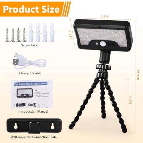 Solar Motion Lights Outdoor with Flexible Octopus Tripod (2 Pack, 6000K) - color: Black-Tripod, size: 2 Pack