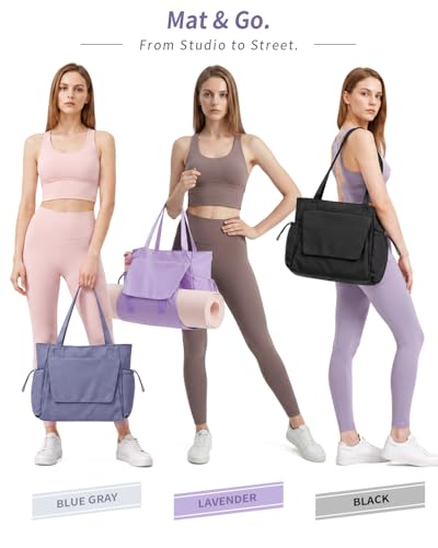 sportsnew Yoga Mat Bag Waterproof Tote Gym Bag Mat Carrier W/Wet Pocket - color: Blue-Gray