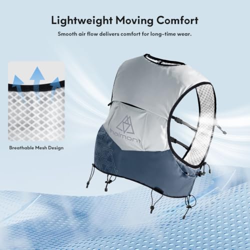 Haimont 8L Trail Running Hydration Vest with Soft Flasks - color: Grey, size: Small