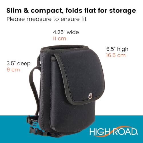 Neoprene Bottle Holder and Phone Holder for Walker, Scooter, Wheelchair - color: Black
