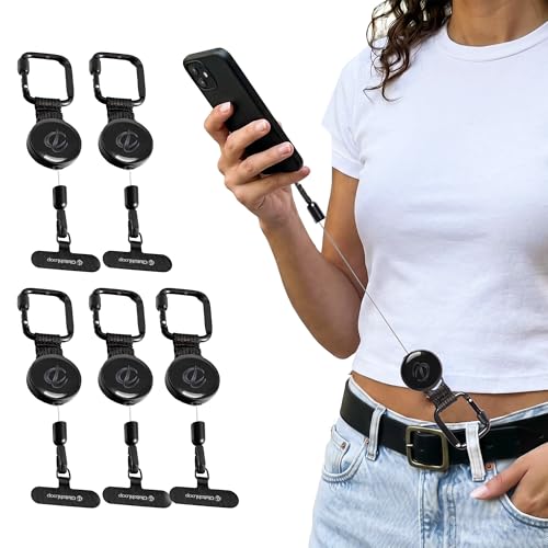 ClutchLoop Retractable Anti-Theft Phone Tether Lanyard Locking Carabiner - color: 5pcs Midnight